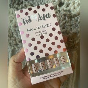 Red Aspen Nail Dashes in Dash Away Pink Polka Dot Press On Nails NEW
